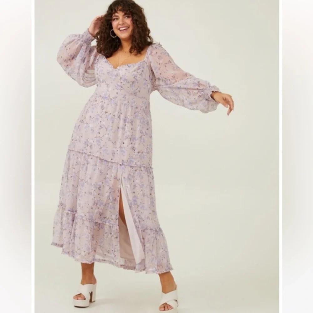Arula Purple Floral Tiered Maxi Dress Size X - Picture 1 of 8